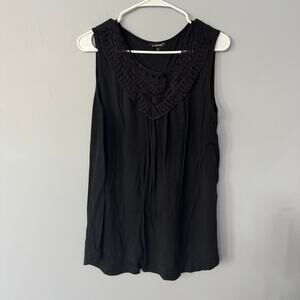 A. Jesdani Black Wide Strap Tank Top w/ Crochet Lace Neckline Plus Size 1X